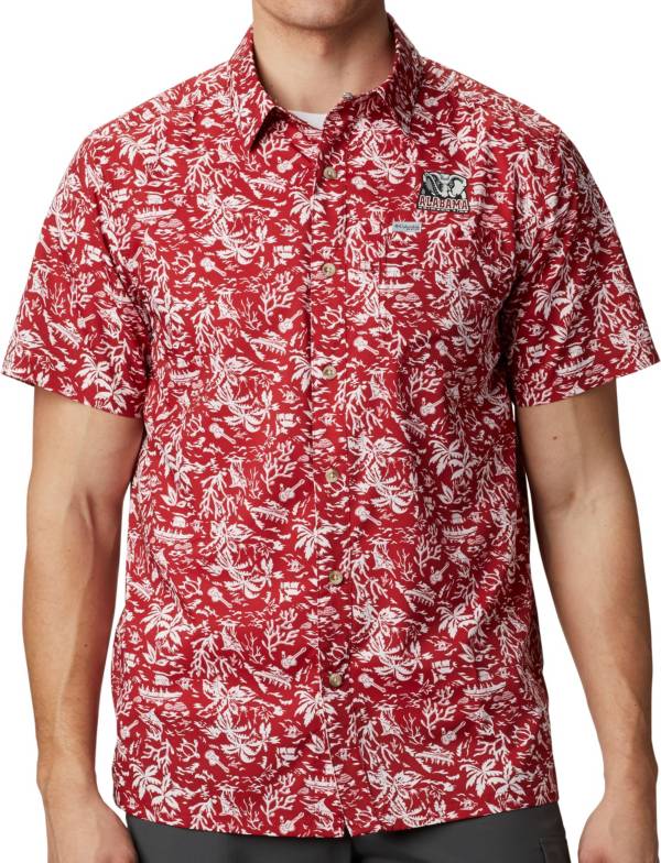 Columbia Men's Alabama Crimson Tide Crimson Super Slack Tide Button-Down Shirt