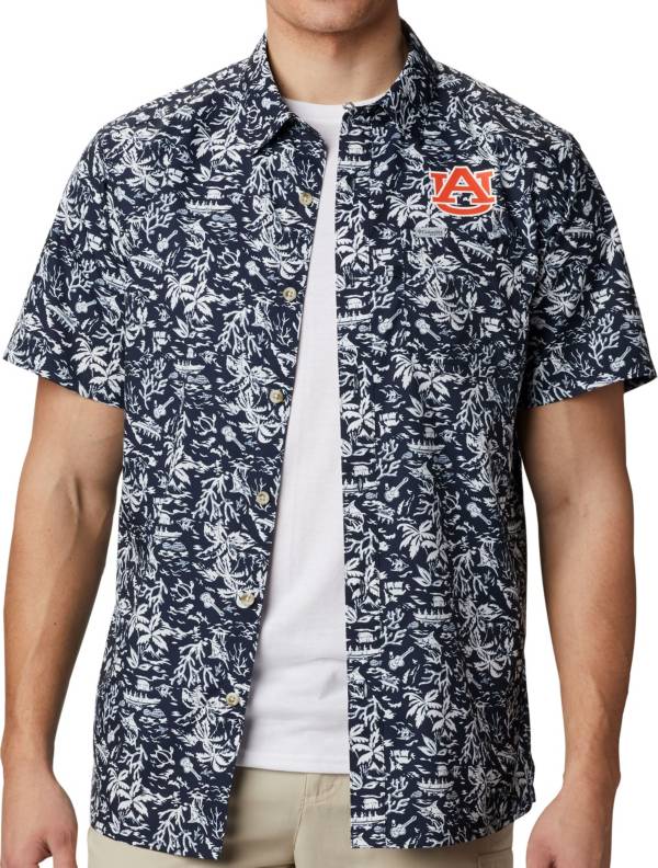 Columbia Men's Auburn Tigers Blue Super Slack Tide Button-Down Shirt