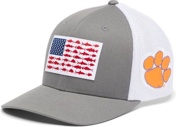 Columbia Men's Clemson Tigers Grey PFG Flag Mesh Fitted Hat product image
