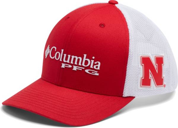 Columbia Men's Nebraska Cornhuskers Scarlet PFG Mesh Fitted Hat