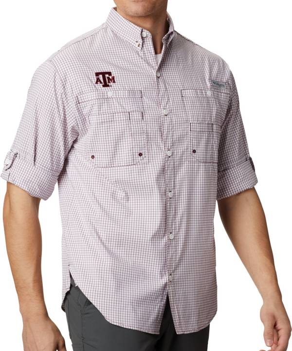 Columbia Men's Texas A&M Aggies Maroon Gingham Long Sleeve Tamiami Shirt
