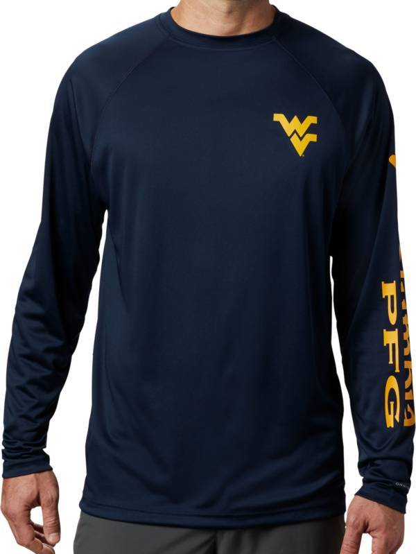 Columbia Men's West Virginia Mountaineers Blue Terminal Tackle Long Sleeve T-Shirt