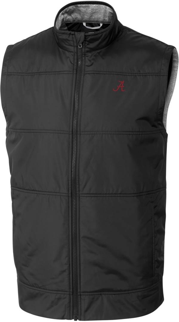 Cutter & Buck Men's Alabama Crimson Tide Stealth Full-Zip Black Vest