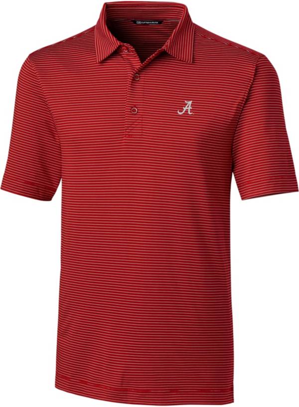 Cutter & Buck Men's Alabama Crimson Tide Crimson Forge Pencil Stripe Polo