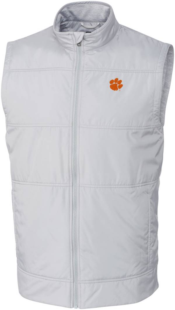 Cutter & Buck Men's Clemson Tigers Grey Stealth Full-Zip Vest