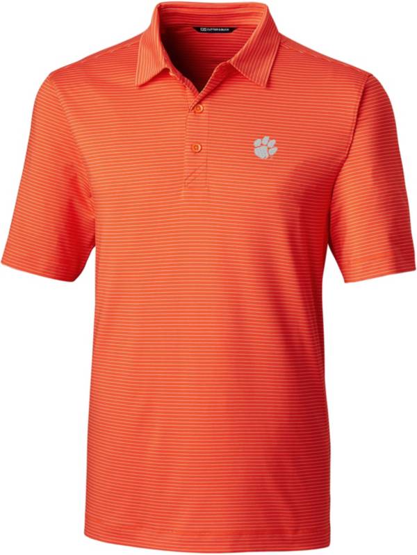 Cutter & Buck Men's Clemson Tigers Orange Forge Pencil Stripe Polo