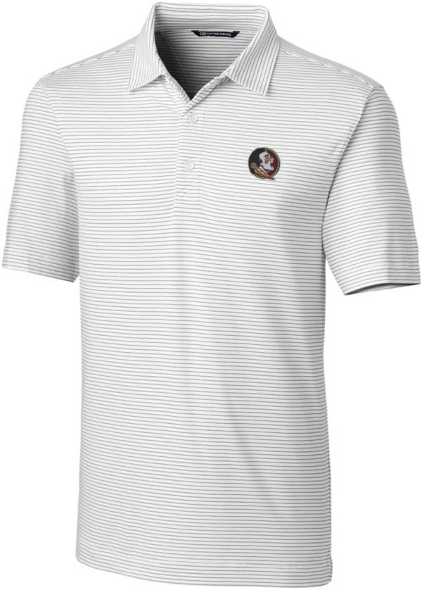 Cutter & Buck Men's Florida State Seminoles Forge Pencil Stripe White Polo