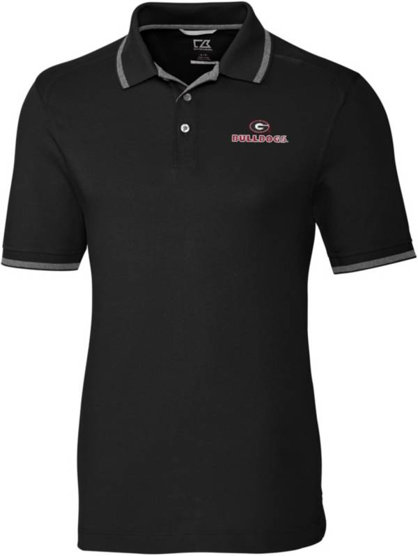 Cutter & Buck Men's Georgia Bulldogs Advantage Tipped Black Polo