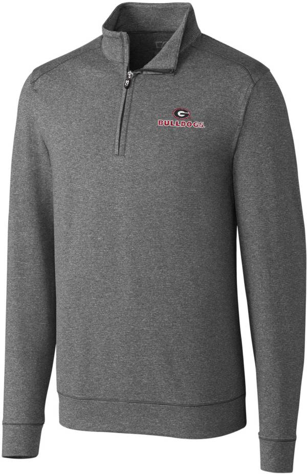 Cutter & Buck Men's Georgia Bulldogs Grey Shoreline Half-Zip Pullover Shirt