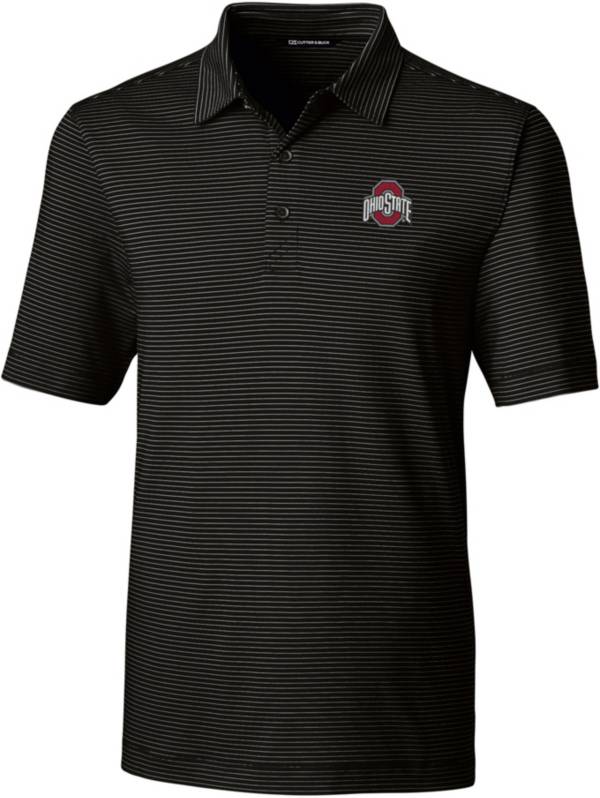 Cutter & Buck Men's Ohio State Buckeyes Forge Pencil Stripe Black Polo product image