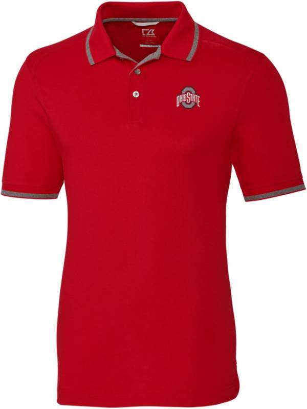Cutter & Buck Men's Ohio State Buckeyes Scarlet Advantage Tipped Polo