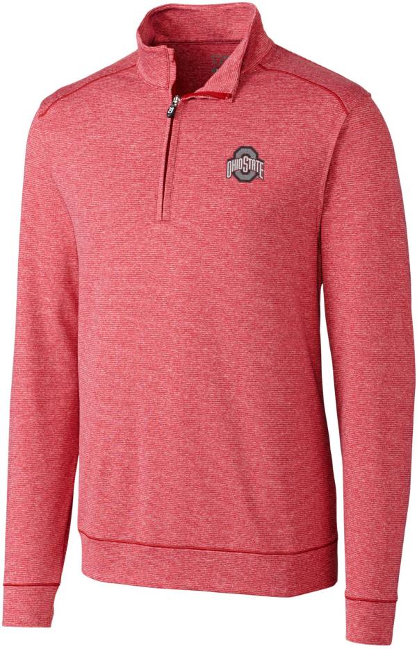 Cutter & Buck Men's Ohio State Buckeyes Scarlet Shoreline Half-Zip Pullover Shirt