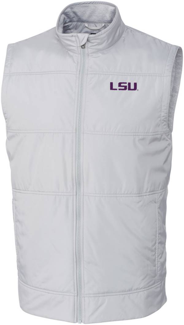 Cutter & Buck Men's LSU Tigers Grey Stealth Full-Zip Vest