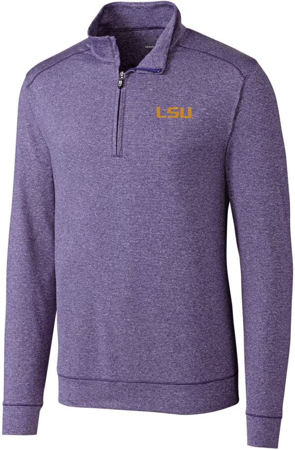 Cutter & Buck Men's LSU Tigers Purple Shoreline Half-Zip Pullover Shirt