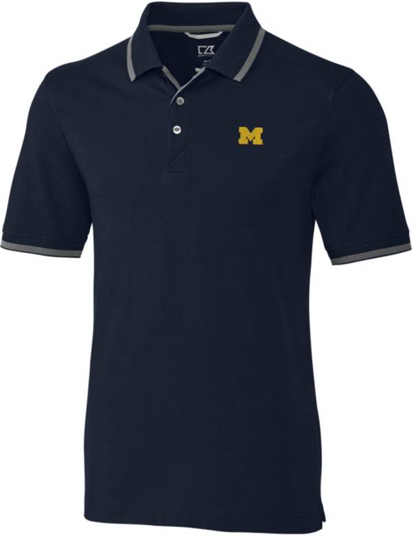 Cutter & Buck Men's Michigan Wolverines Blue Advantage Tipped Polo