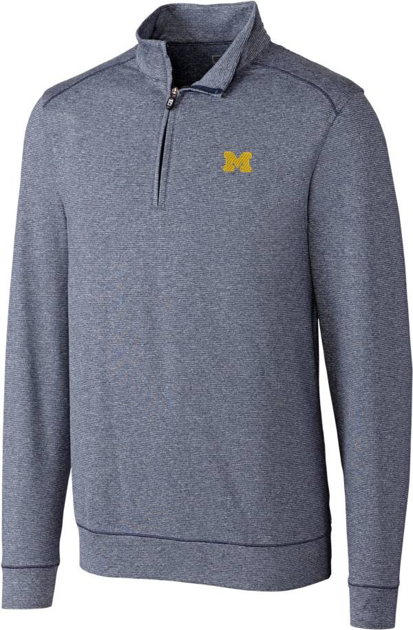 Cutter & Buck Men's Michigan Wolverines Blue Shoreline Half-Zip Pullover Shirt