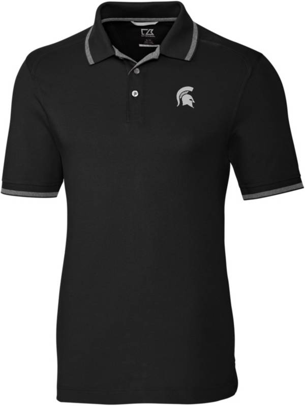 Cutter & Buck Men's Michigan State Spartans Advantage Tipped Black Polo