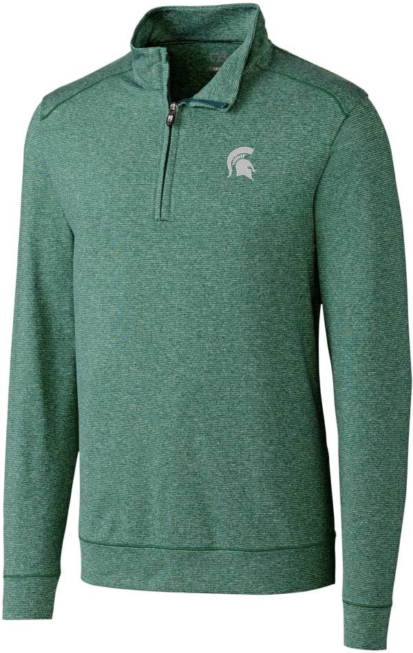 Cutter & Buck Men's Michigan State Spartans Green Shoreline Half-Zip Pullover Shirt