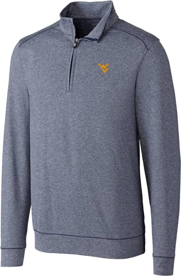 Cutter & Buck Men's West Virginia Mountaineers Blue Shoreline Half-Zip Pullover Shirt