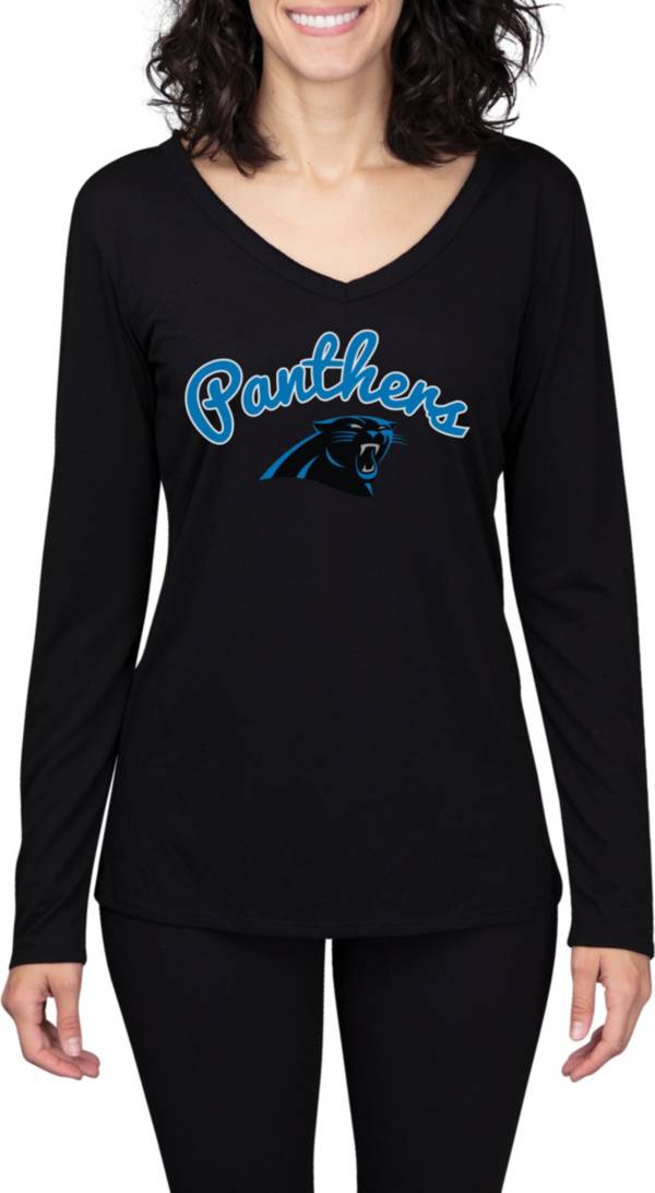 Concepts Sport Women's Carolina Panthers Marathon Black Long Sleeve T-Shirt