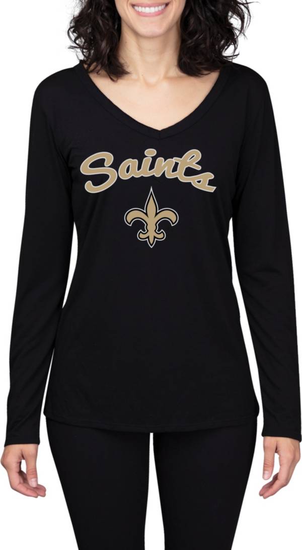 Concepts Sport Women's New Orleans Saints Marathon Black Long Sleeve T-Shirt