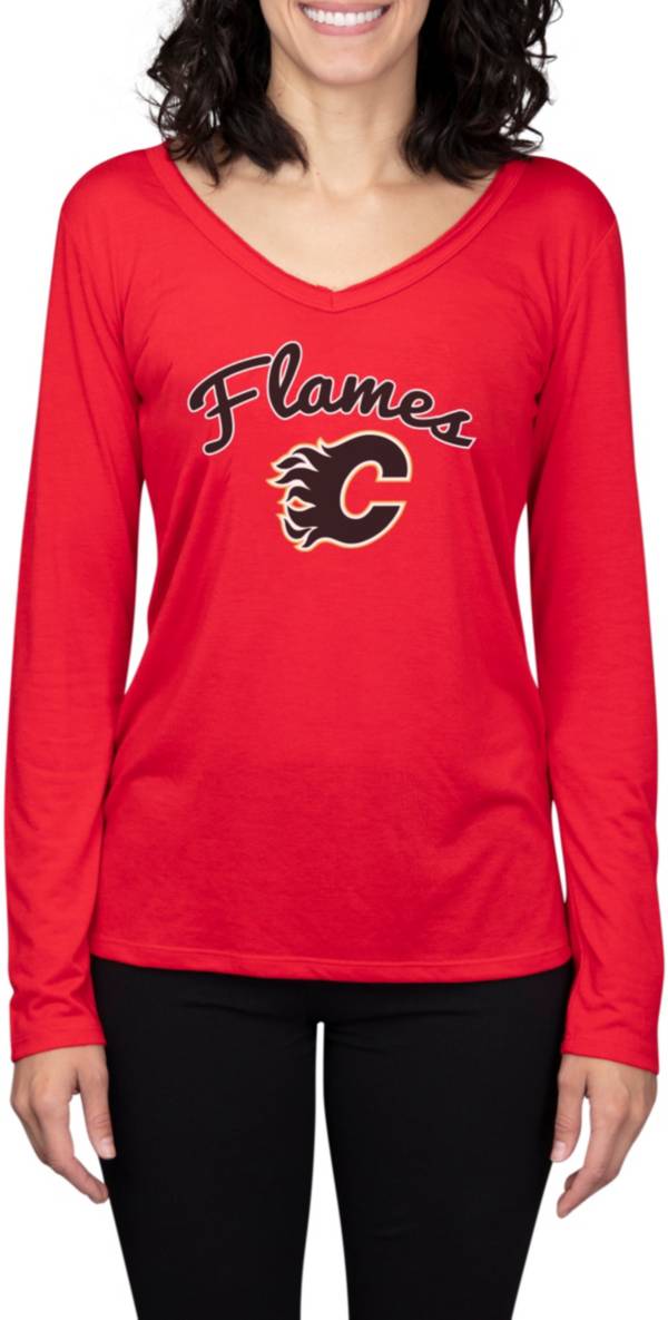 Concepts Sport Women's Calgary Flames Marathon Knit Long Sleeve T-Shirt