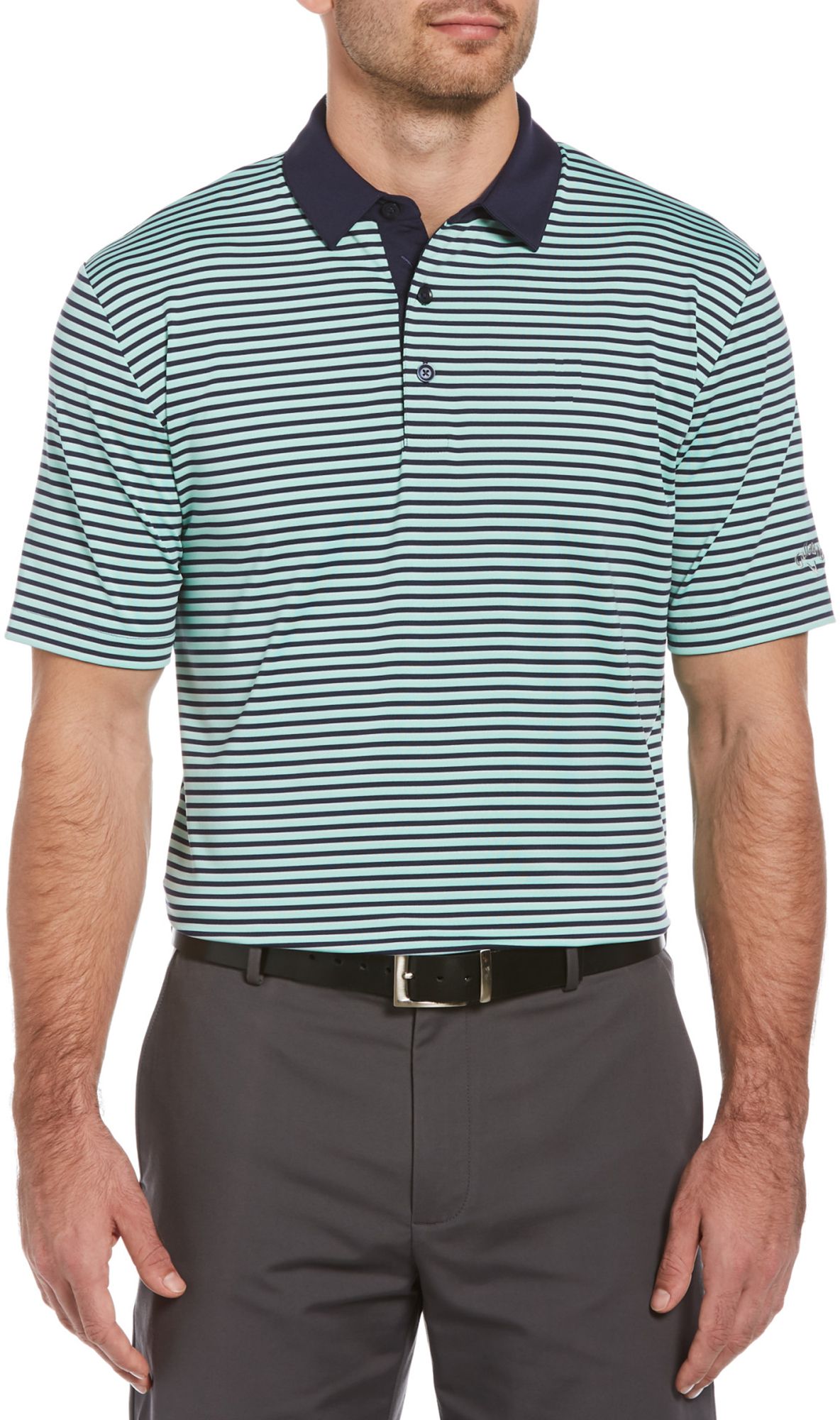 adidas men's drive 2 color stripe golf polo