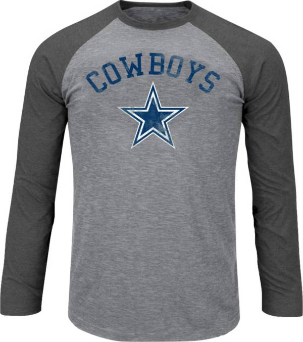 Dallas Cowboys Merchandising Men's Grey Long Sleeve Raglan Shirt