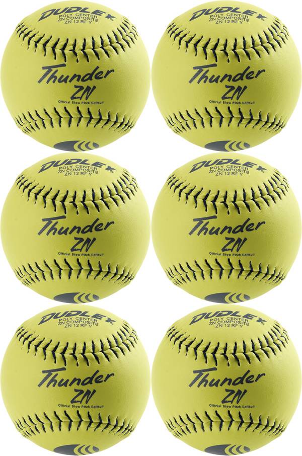 Dudley 12” USSSA Thunder ZN Slowpitch Softballs - 6 Pack