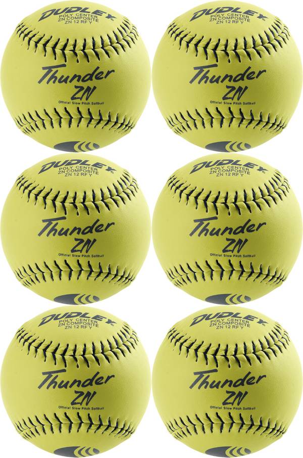 Dudley 12” USSSA Thunder ZN Slowpitch Softballs - 6 Pack