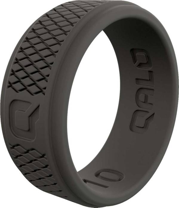 QALO Men's Dark Grey Step Edge Crosshatch Q2X Silicone Ring