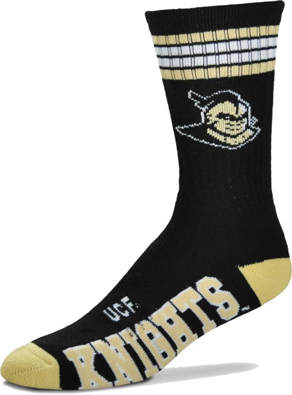 For Bare Feet UCF Golden Knights 4-Stripe Deuce Crew Socks