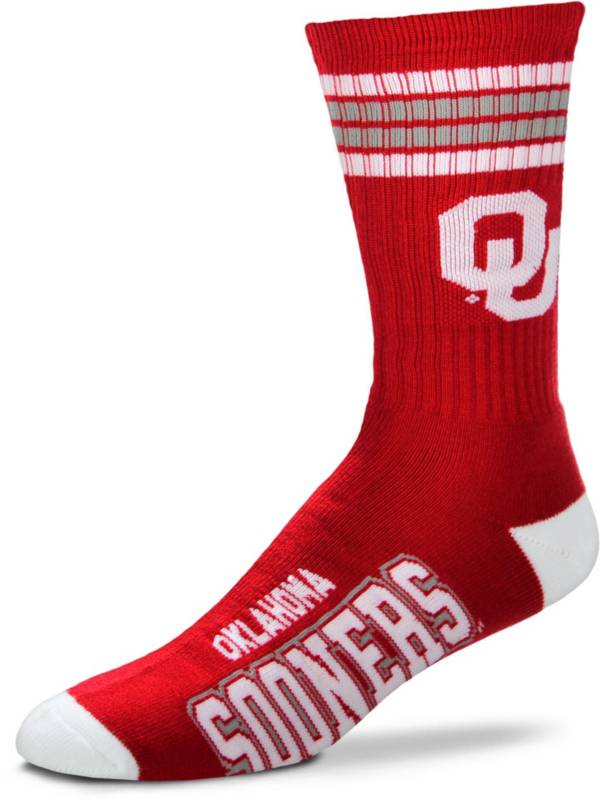 For Bare Feet Oklahoma Sooners 4-Stripe Deuce Crew Socks