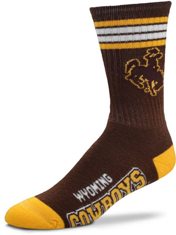 For Bare Feet Wyoming Cowboys 4-Stripe Deuce Crew Socks