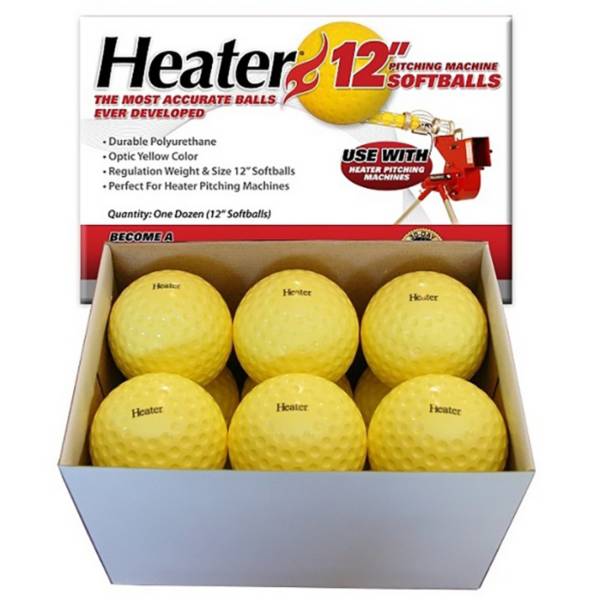 Heater 12'' Yellow Dimpled Pitching Machine Balls - 12 Pack product image