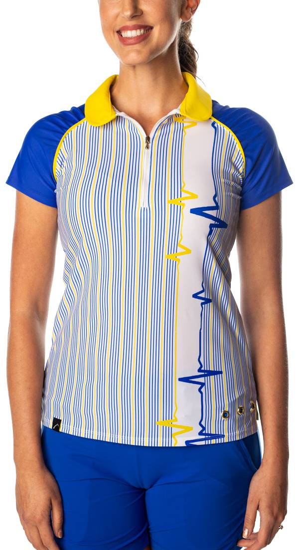 SwingDish Women's Grace Striped Short Sleeve Golf Polo