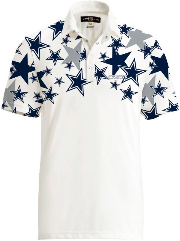Loudmouth Golf Men's Dallas Cowboys Fancy White Polo