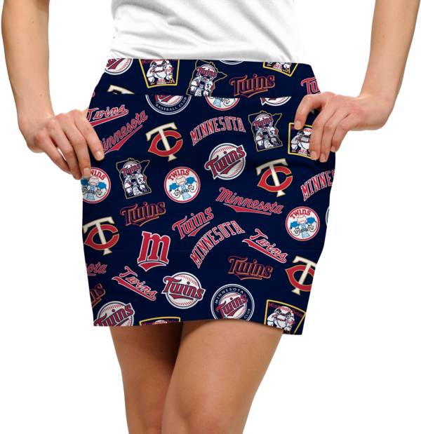 Loudmouth Golf Women's Minnesota Twins Navy Retro Stretchtech Performance Golf Skort