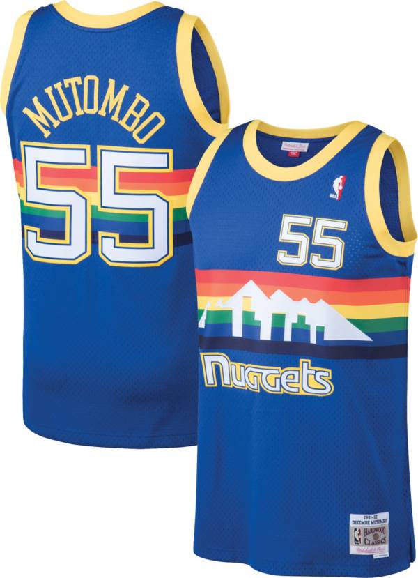 Denver Nuggets #55 Dikembe Mutombo Retro Blue Basketball Jersey Trikots S-XXL 