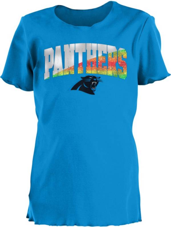 New Era Youth Girls' Carolina Panthers Blue Flip Sequins T-Shirt