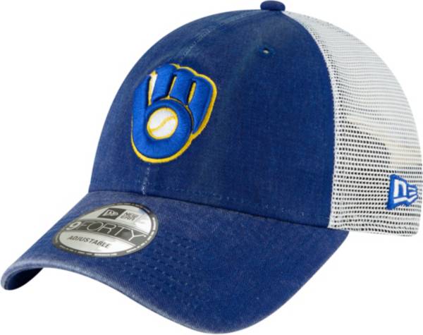 New Era Men's Milwaukee Brewers 9Forty Cooperstown Trucker Adjustable Hat