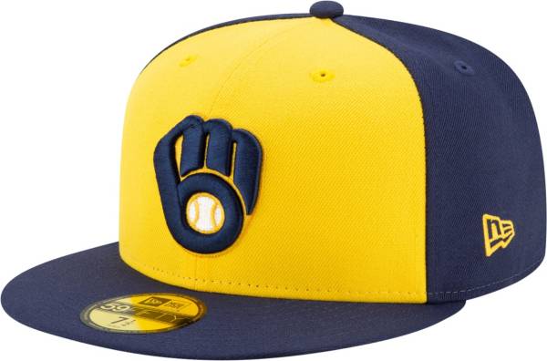 New Era Men's Milwaukee Brewers Yellow 59Fifty Authentic Hat