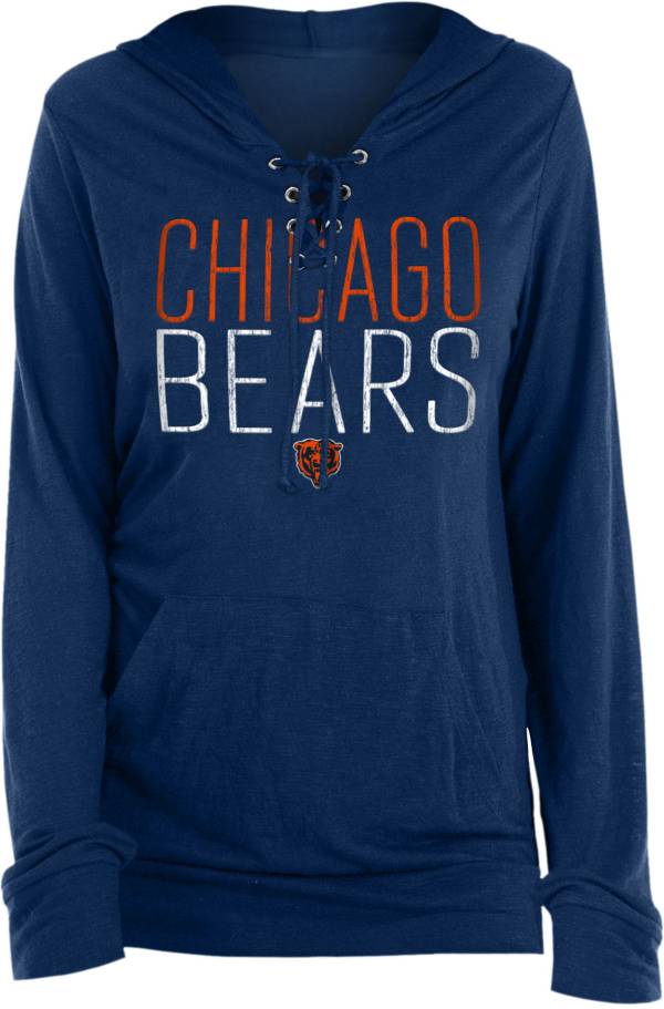 New Era Women's Chicago Bears Lace Hood Navy Long Sleeve T-Shirt