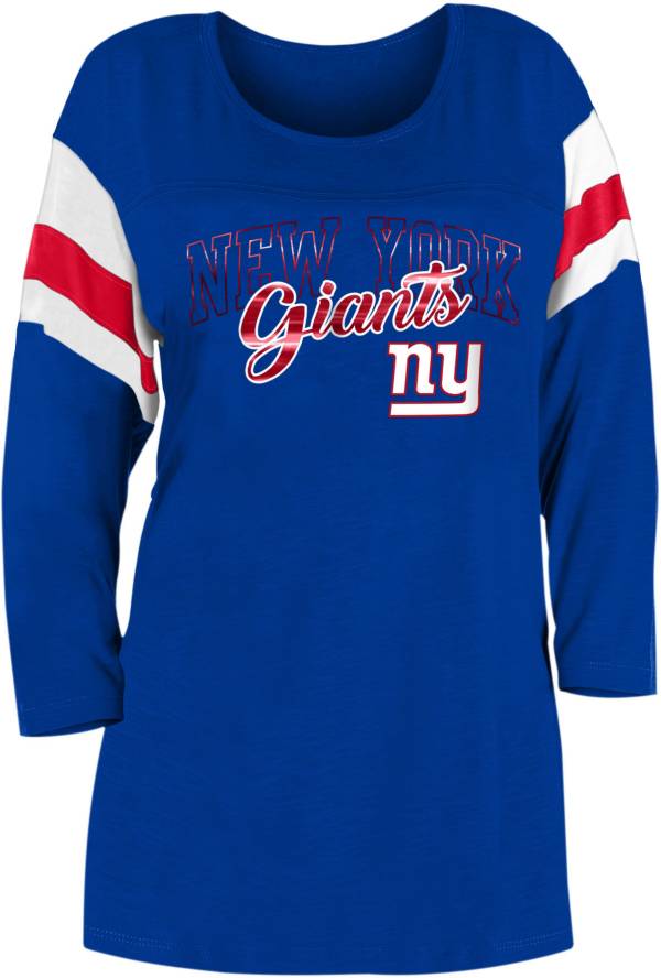 New Era Women's New York Giants Foil Slub Royal Three-Quarter Sleeve T-Shirt