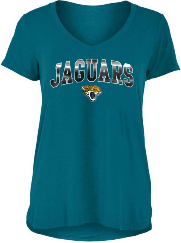 New Era Women's Jacksonville Jaguars Teal Foil V-Neck T-Shirt