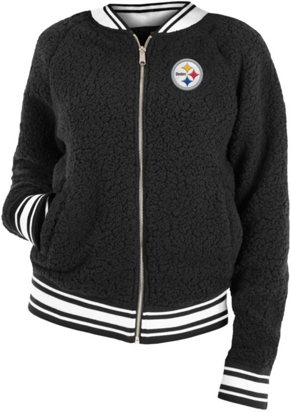 New Era Women's Pittsburgh Steelers Sherpa Black Full-Zip Jacket