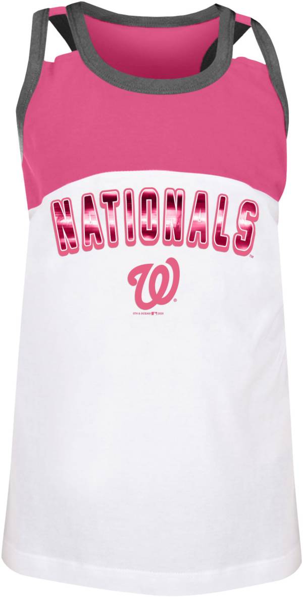 New Era Youth Girls' Washington Nationals Pink Spandex Baby Jersey Tank Top