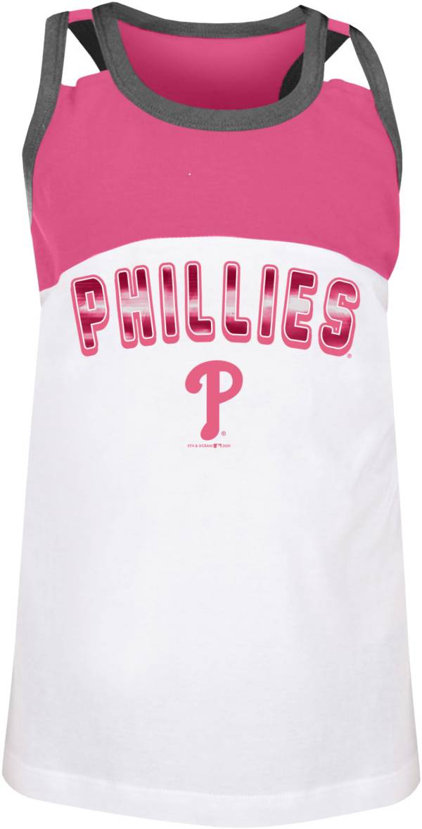 New Era Youth Girls' Philadelphia Phillies Pink Spandex Baby Jersey Tank Top