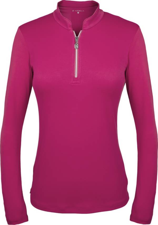 Sofibella Women's Mock Neck Long Sleeve Golf Polo