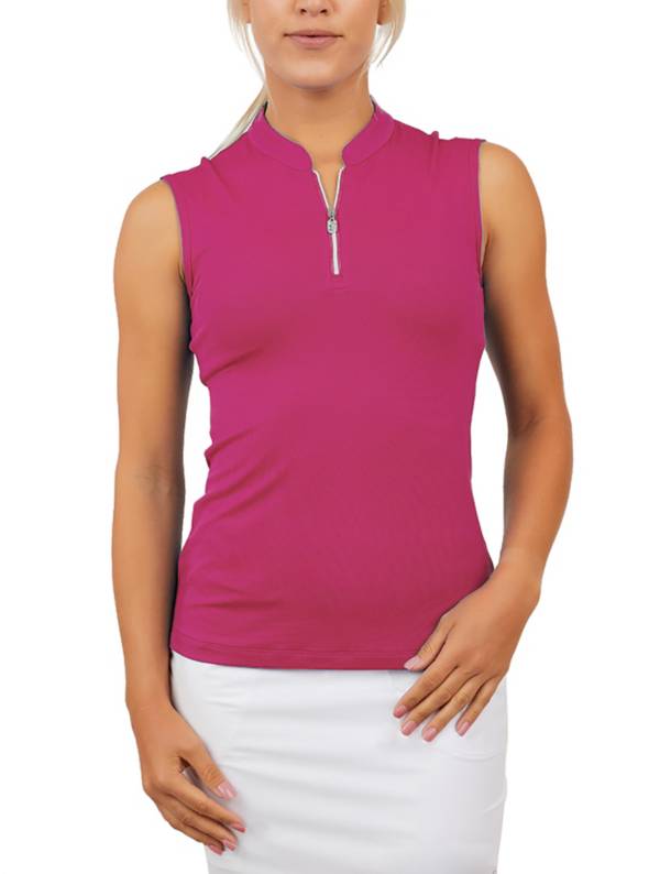 Sofibella Women's Mock Neck Sleeveless 1/4 Zip Top